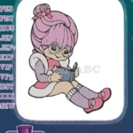 Charming Cartoon Girl Reading Book with Glasses Embroidery Designs - Instant Download