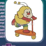 Happy cartoon bug on scooter colorful embroidery designs - Instant Download