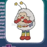 Cheerful Fluffy Star Character with Gifts and Rainbow Pants Embroidery Designs - Instant Download