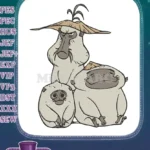 Kung Fu Panda Monkey Master and Students Embroidery Designs - Instant Download