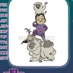 Playful Child and Happy Monkeys Stacked Tower Embroidery Designs - Instant Download