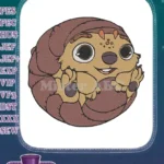 Sweet Brown Armadillo Baby Animal Smiling Face Embroidery Designs - Instant Download