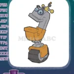 Cute orange and grey robot character machine embroidery designs - Instant Download