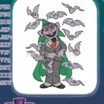 Count von Count and his spooky bat friends embroidery designs - Instant Download