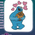 Sesame Street Cookie Monster full of love for cookies embroidery designs - Instant Download