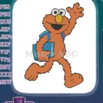 Happy Elmo with Backpack and Book School Embroidery Designs - Instant Download