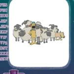 Shaun the Sheep and Bitzer dog cartoon embroidery designs - Instant Download
