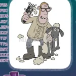 Funny Cartoon Farmer Shearing Shaun the Sheep Embroidery Designs - Instant Download