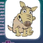 Cute smiling shaggy brown cartoon dog animal embroidery designs - Instant Download