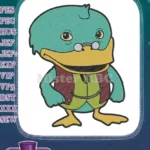 Whimsical Green Duck Character with Glasses and Vest Embroidery Designs - Instant Download