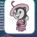 Cute Cartoon Skunk in Pink Dress Hat Embroidery Designs - Instant Download