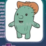 Cute green cactus with cowboy hat embroidery designs - Instant Download