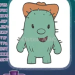 Cute Smiling Cactus Wearing Cowboy Hat Embroidery Designs - Instant Download