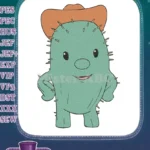 Cute Green Cactus Cowboy Hat Embroidery Designs for Western Theme - Instant Download