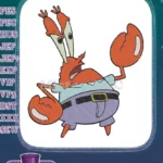 Angry Mr-Krabs Spongebob cartoon character embroidery designs - Instant Download
