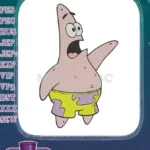 Funny shocked Patrick Star from SpongeBob cartoon embroidery designs - Instant Download