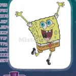 Happy Spongebob Squarepants jumping cartoon character embroidery designs - Instant Download