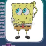 Spongebob Squarepants Confused Thoughtful Pose Cartoon Embroidery Designs - Instant Download