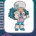 Cute Winter Girl with Furry Hat and Boots Embroidery Designs - Instant Download