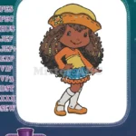 Cheerful dark-skinned girl with beaded hair and hat embroidery designs - Instant Download