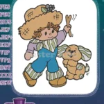 Cute Cartoon Boy with Dog Playing Stick Embroidery Designs - Instant Download