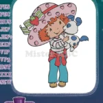 Strawberry Shortcake girl with dog cute embroidery designs - Instant Download