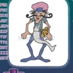 Happy Cartoon Chef with Pink Hat Golden Bag Embroidery Designs - Instant Download