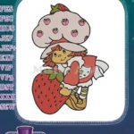 Strawberry Shortcake cartoon character holding fruit embroidery designs - Instant Download
