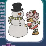 Cute Snowman and Strawberry Shortcake Winter Embroidery Designs - Instant Download