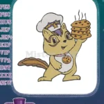 Cute Chef Chipmunk Baking Chocolate Chip Cookies Embroidery Designs - Instant Download