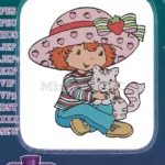 Strawberry Shortcake and Custard the Cat adorable cartoon embroidery designs - Instant Download