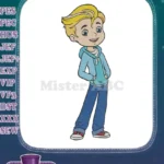Happy Blonde Boy in Hoodie and Jeans Embroidery Designs - Instant Download