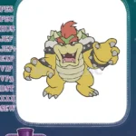 Fearsome Bowser Super Mario Bros video game character embroidery designs - Instant Download