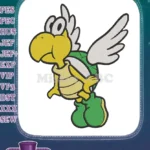 Detailed Flying Koopa Paratroopa green shell turtle embroidery designs - Instant Download