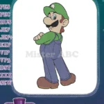 Classic Luigi Super Mario Bros character embroidery designs with crossed arms - Instant Download