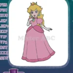 Princess Peach Super Mario character embroidery designs for fans - Instant Download