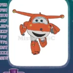 Friendly Jett Super Wings cartoon airplane flying embroidery designs - Instant Download