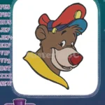Cute cartoon bear wearing colorful hat and yellow scarf embroidery designs - Instant Download
