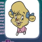 Cute cartoon bear cub character embroidery designs with blue bows - Instant Download