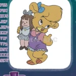 Cute cartoon bear and rag doll friendship embroidery designs - Instant Download