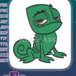 Cute Grumpy Green Chameleon Character Embroidery Designs - Instant Download