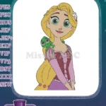 Adorable Rapunzel and Pascal chameleon Disney princess embroidery designs - Instant Download
