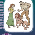 Jungle man Tarzan meets Jane and shocked Clayton embroidery designs - Instant Download