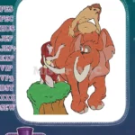 Tarzan and Jane Riding Elephant Jungle Adventure Embroidery Designs - Instant Download