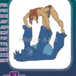 Tarzan and Blue Gorilla Acrobatic Stunt Embroidery Designs - Instant Download