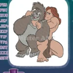 Disney Tarzan and Terk Gorilla Playful Hug Embroidery Designs - Instant Download