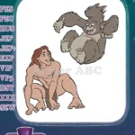 Tarzan and Terk Gorilla Playful Jungle Adventure Embroidery Designs - Instant Download