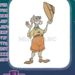 Cheerful Cartoon Old Man Explorer Tipping Hat Embroidery Designs - Instant Download