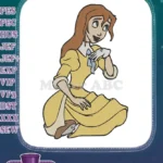 Detailed Jane Porter Tarzan surprised expression yellow dress embroidery designs - Instant Download