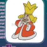 Funny Cartoon King Biting Nails Golden Crown Embroidery Designs - Instant Download